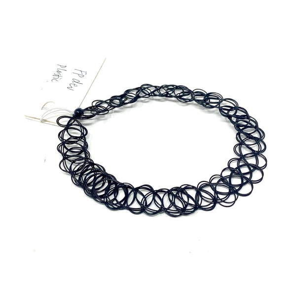 NWT Free People Black Plastic Choker Necklace Edgy - Picture 1 of 4